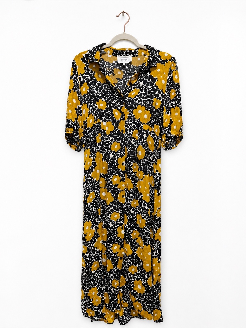 ba&sh Babeth Floral Print Shirt Midi Dress Size 1